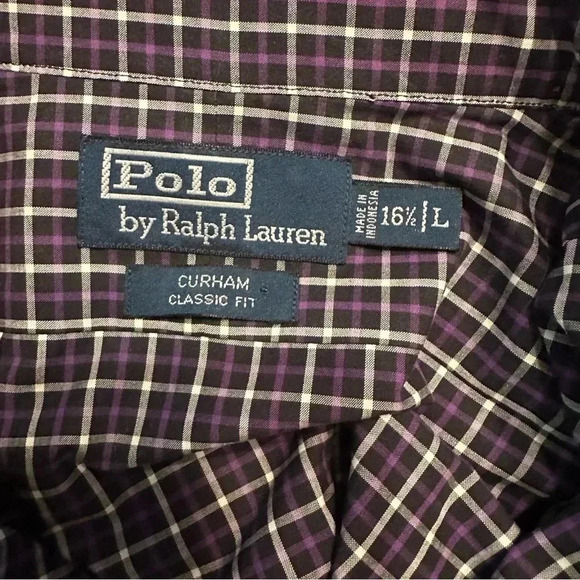 Polo Ralph Lauren Curham Classic Fit Long Sleeve Button Up Shirt Purple Plaid L( - Picture 5 of 10